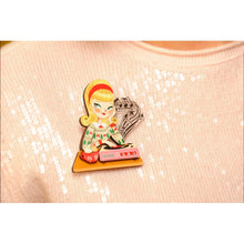Load image into Gallery viewer, Girl with A Record Player Brooch by Laliblue
