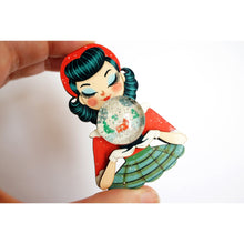 Load image into Gallery viewer, Girl with A Snow Globe Brooch by Laliblue