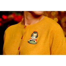 Load image into Gallery viewer, Girl with A Snow Globe Brooch by Laliblue
