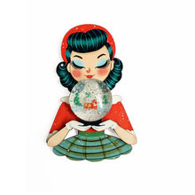 Load image into Gallery viewer, Girl with A Snow Globe Brooch by Laliblue