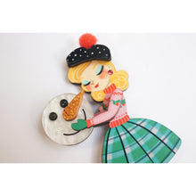 Load image into Gallery viewer, Girl with A Snowman Brooch by Laliblue