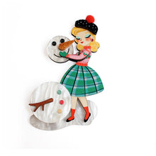 Load image into Gallery viewer, Girl with A Snowman Brooch by Laliblue