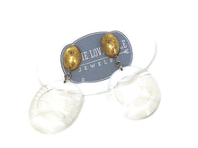 Load image into Gallery viewer, Clear &amp; Gold Mercury Art Deco Carved Earrings