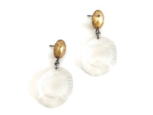 Load image into Gallery viewer, Clear &amp; Gold Mercury Art Deco Carved Earrings