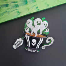 Load image into Gallery viewer, Gothic Ghost Teacup Brooch by Cherryloco