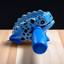 Load image into Gallery viewer, 1.5" Wooden Musical Frog - Blue Dart Design (Percussion Instrument)