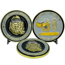 Load image into Gallery viewer, BL12-010 Corrections CO Thin Gray Line Correctional Officer Cigar Gorilla Challenge Coin Tap Dat Ash SOME PEOPLE MEDITATE WE SMOKE CIGARS
