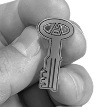 Load image into Gallery viewer, PBX-005-C Sterling Silver plated Correctional Officer Jail Prison Key pin CO Corrections Thin Gray Line