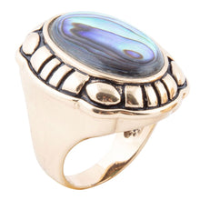 Load image into Gallery viewer, Green Abalone Golden Statement Ring