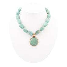 Load image into Gallery viewer, Green Amazonite Golden Lotus Pendant Necklace