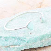 Load image into Gallery viewer, Green Chrysophase Open Sterling Silver Cuff Bracelet