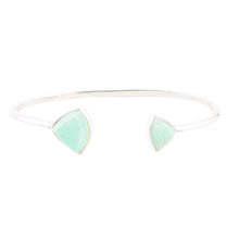 Load image into Gallery viewer, Green Chrysophase Open Sterling Silver Cuff Bracelet