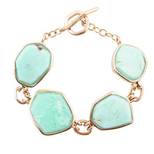 Load image into Gallery viewer, Green Chrysoprase Golden Bronze Toggle Bracelet