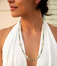 Load image into Gallery viewer, Green Jade and Pink Sunstone Golden Necklace