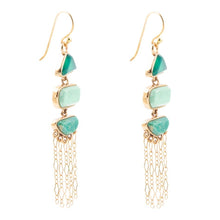 Load image into Gallery viewer, Green Multi Stone Golden Drop Earrings