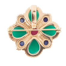 Load image into Gallery viewer, Green Onyx Mixed Stone Golden Brooche