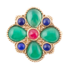 Load image into Gallery viewer, Green Onyx Mixed Stone Golden Brooche