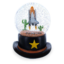 Load image into Gallery viewer, Houston Space Shuttle with Cowboy Hat Base Glass Water Snow Globe