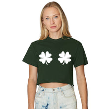 Load image into Gallery viewer, Shake Your Shamrocks Dark Green &amp; White Cropped Tee