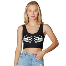 Load image into Gallery viewer, Skeleton Black Crop Tank Top