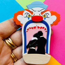 Load image into Gallery viewer, Creepy Funfair Collection - Scary Clown Tunnel Acrylic Brooch by Makokot Design