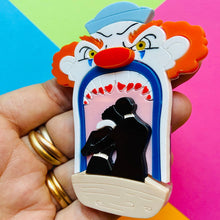 Load image into Gallery viewer, Creepy Funfair Collection - Scary Clown Tunnel Acrylic Brooch by Makokot Design