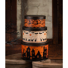 Load image into Gallery viewer, Halloween Vintage Tins Set/3 by Bethany Lowe Designs
