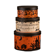 Load image into Gallery viewer, Halloween Vintage Tins Set/3 by Bethany Lowe Designs