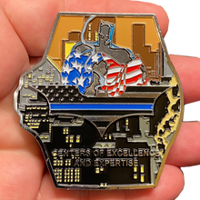 Load image into Gallery viewer, DL7-16 Bat Thin Blue Line Watch CBP Officer Import Specialist Trade Enforcement Challenge Coin