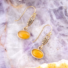 Load image into Gallery viewer, Harmony Orange Quartz Golden Drop Earrings