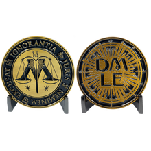 Load image into Gallery viewer, EL8-021 Department of Magical Law Enforcement DMLE Challenge Coin Antique Gold plated