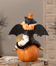 Load image into Gallery viewer, Clowning Cat on Jack | Halloween Decor | Bethany Lowe