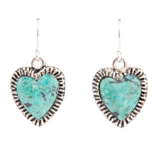 Load image into Gallery viewer, Heart Blue Chrysocolla Sterling Silver Drop Earrings