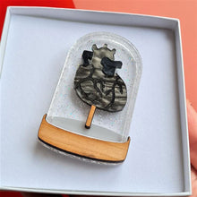 Load image into Gallery viewer, Heart In A Bell Jar Brooch by Cherryloco BLACK