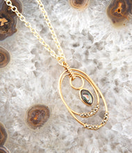 Load image into Gallery viewer, Henley Blue Abalone Golden Pendant Necklace