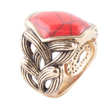 Load image into Gallery viewer, Hexagon Red Howlite Ring