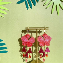 Load image into Gallery viewer, Hibiscus Acrylic Dangle Earrings