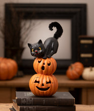 Load image into Gallery viewer, Small Pumpkin Stack Black Cat | Halloween Decor | Bethany Lowe