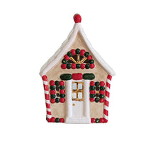 Load image into Gallery viewer, Ivory, Red &amp; Green Gingerbread House with 22K Gold Accents