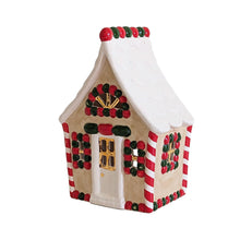 Load image into Gallery viewer, Ivory, Red &amp; Green Gingerbread House with 22K Gold Accents
