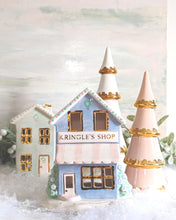 Load image into Gallery viewer, Pastel Christmas Village 3-Piece Set with 22K Gold Accents