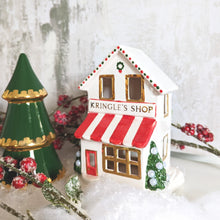 Load image into Gallery viewer, Ivory, Red &amp; Green Gingerbread House with 22K Gold Accents