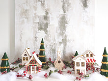Load image into Gallery viewer, Ivory Christmas Village 3-Piece Set with 22K Gold Accents