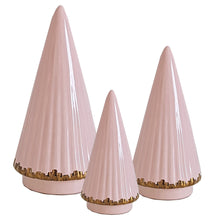 Load image into Gallery viewer, Pink Fluted Christmas Trees with 22K Gold Brushstroke Accent