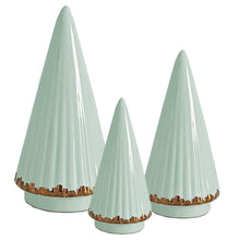Load image into Gallery viewer, Sea Glass Fluted Christmas Trees with 22K Gold Brushstroke Accent