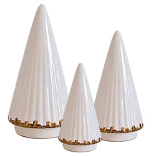 Load image into Gallery viewer, White Fluted Christmas Trees with 22K Gold Brushstroke Accent