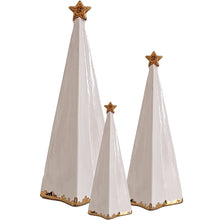 Load image into Gallery viewer, White Folded Christmas Trees with 22K Gold Brushstroke Accent