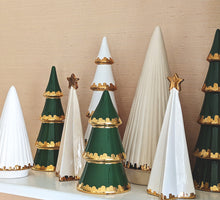 Load image into Gallery viewer, White Folded Christmas Trees with 22K Gold Brushstroke Accent