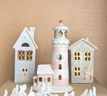 Load image into Gallery viewer, Pastel Lighthouse with 22K Gold Accents