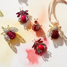Load image into Gallery viewer, Sparkle bee hanging ornament, ruby